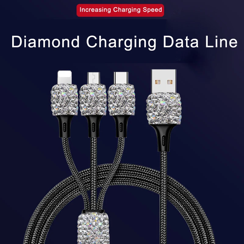 Алмазная USB автомобильная линия зарядки для мобильного телефона планшета GPS