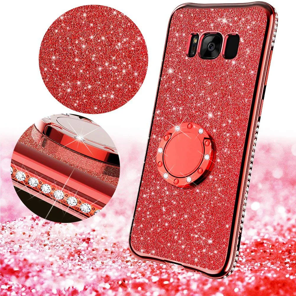 Блестящая Переливающаяся кольцевой магнитный держатель S8 Plus Note 9 S10 S10E S9 чехол из