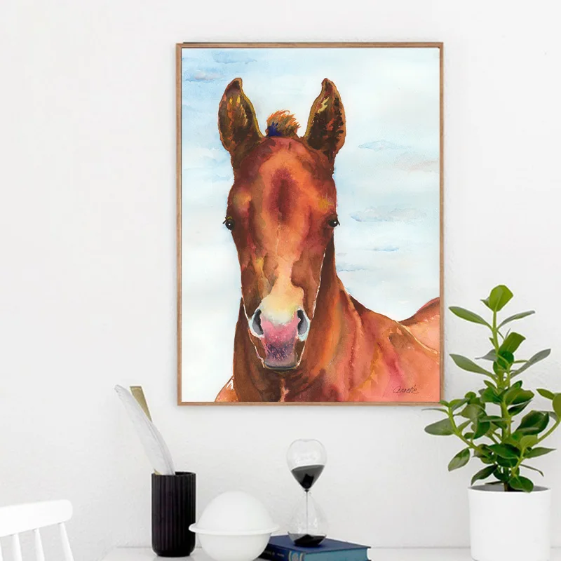 Картина на холсте плакат Принт красная лошадь лицо картины стены Искусство Холст
