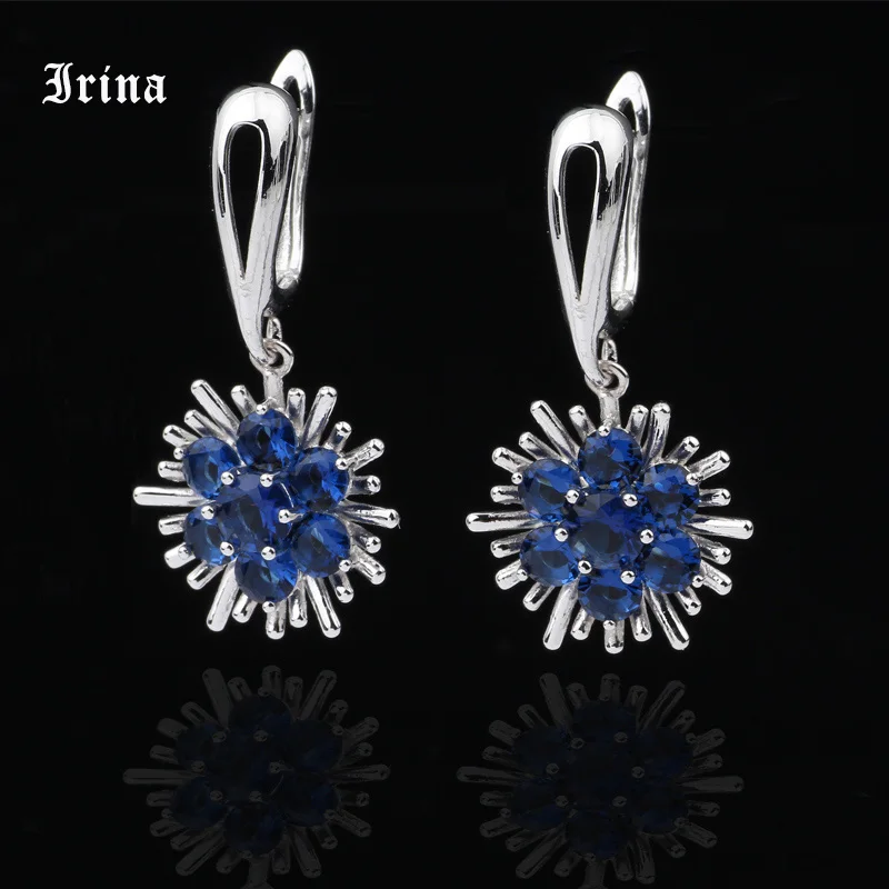 Blue Irina Мода Золото; серебро; сережки brincos цветок Pendientes камень черные сережки со стразами для женщин партии - Окраска металла: Blue