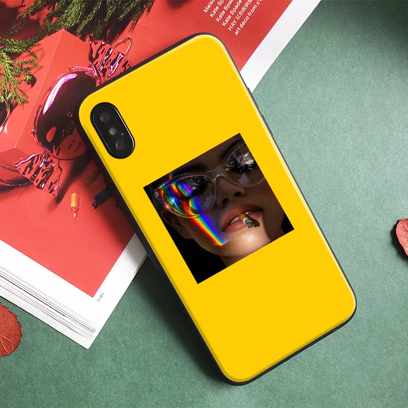 Желтый Радужный чехол для девочек мягкий силиконовый из ТПУ Apple iPhone 5 5s Se 6 6s 7 8 Plus X