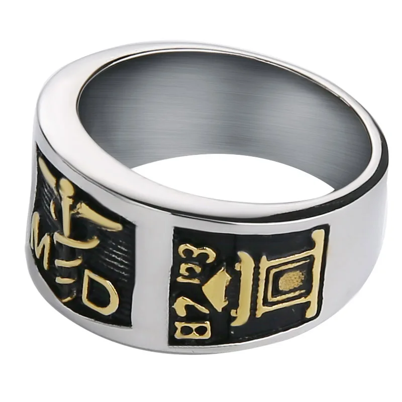 Staff Of Asclepius Ring Stainless Steel/Gold/Black Snake Rod Graduation Gift of Rings for Men Women Wholesale | Украшения и