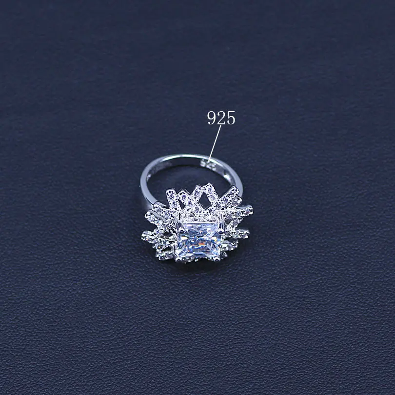 Israel Style Square Cubic Zircon Silver Color Bridal Jewelry Sets For Women Earrings Necklace Pendant Ring Bracelets | Украшения и