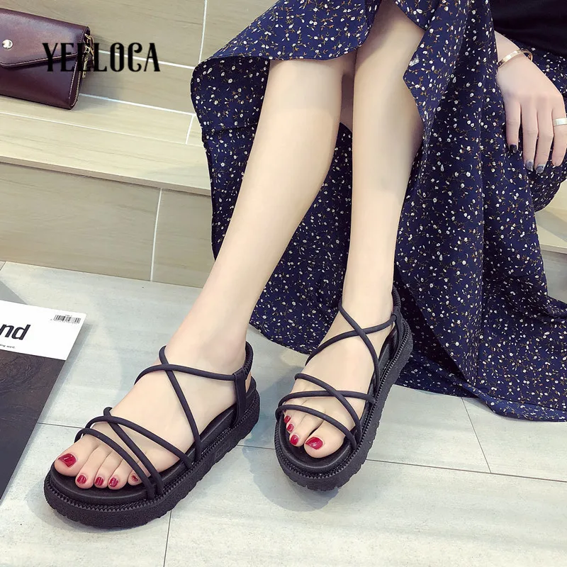 Сандалии YEELOCA женские на плоской подошве римские повседневные пляжные босоножки