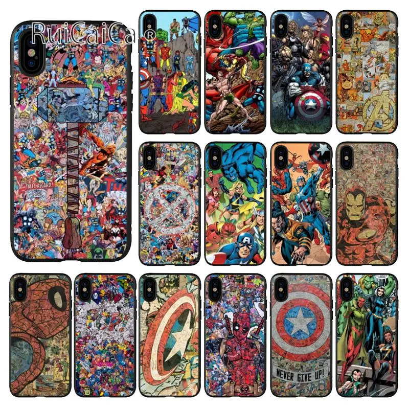 Ruicaica Marvel Avengers Heros Comics Soft Silicone TPU Phone Cover for iPhone X XS MAX 6 6S 7 7plus 8 8Plus 5 5S XR | Мобильные