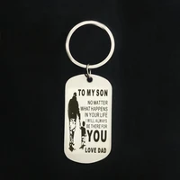 dadmom to my son stainless steel key chains fashion pendant key ring customized logo family gift can engrave drop shipping