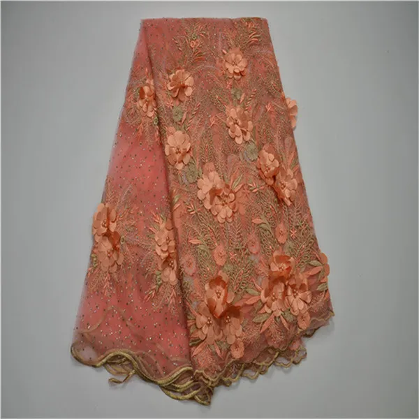 2018 New Design High Quality 3D Flowers French Lace Guipure Embroidered Beaded African Tulle Fabric Soft 5Yards | Дом и сад