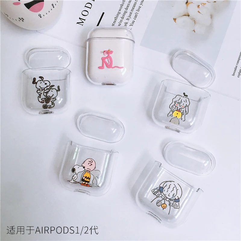 Защитный чехол Airpods с рисунком ударопрочный Прозрачный жесткий Airpods2 комплект
