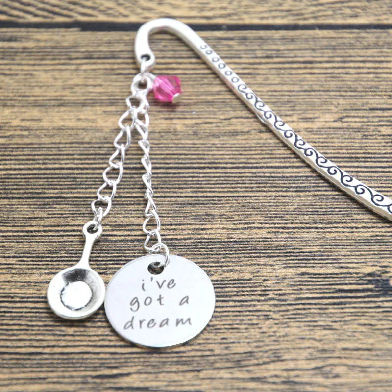 

12pcs/lot Tangled bookmark I've got a dream". Silver tone Elements crystals