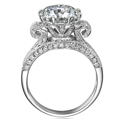 

18k Lord Ring Unique Solid White Gold 6 Prongs 3CT Classic Jewelry Quality Diamond Carbon Engagement Ring for Women Wedding