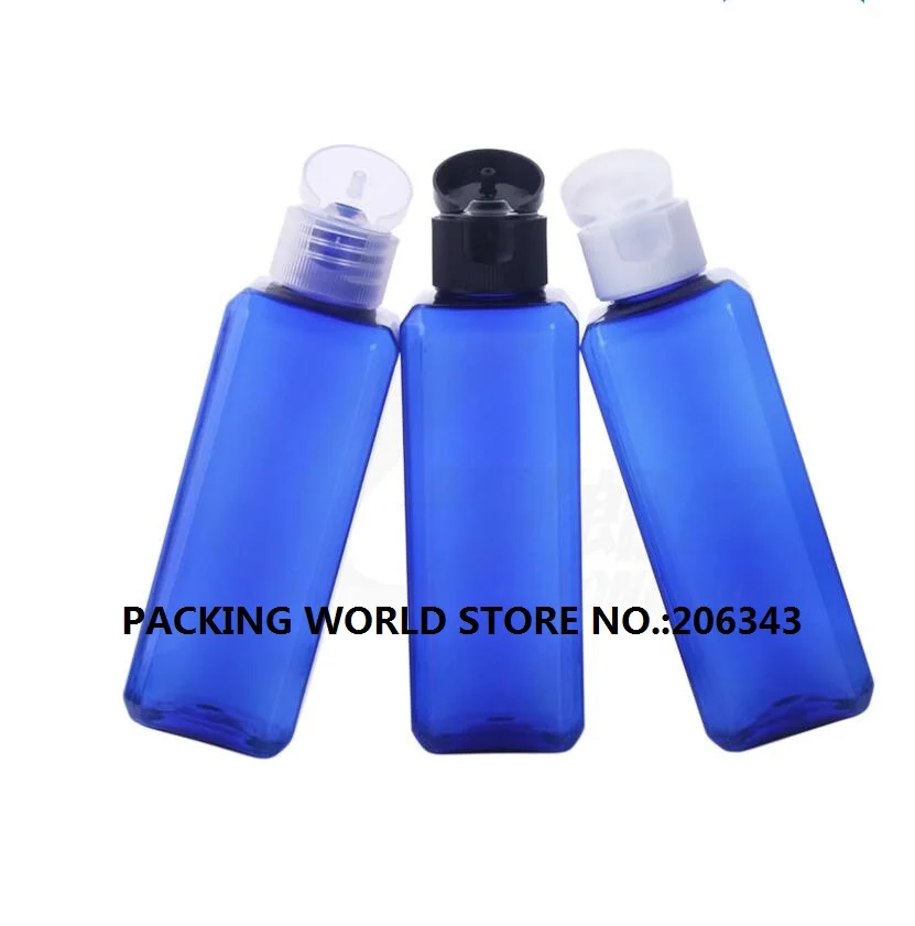 Прозрачная/синяя Квадратная бутылка для домашних животных 100 мл лосьона эмульсии