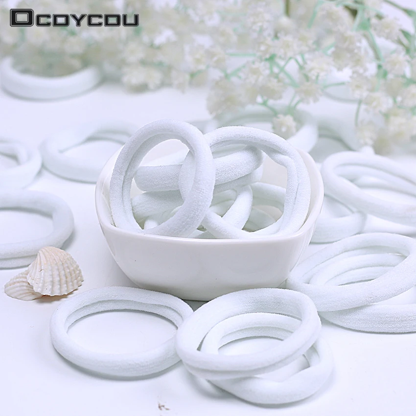 

20PCS Girls Headwear White Elastic Hair Bands Hair Rubber Bands Ponytail Holder Hairbands Headband Hair Accessories