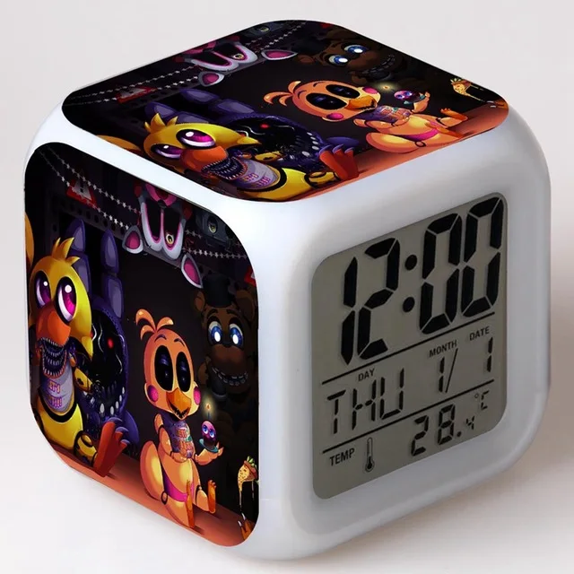 Зеленый FNAF мир цифровой будильник Ночной светильник светодиодный 7 цветов Изменение reloj despertador de cabeceira пять ночей у Фредди детские часы - Цвет: Зеленый
