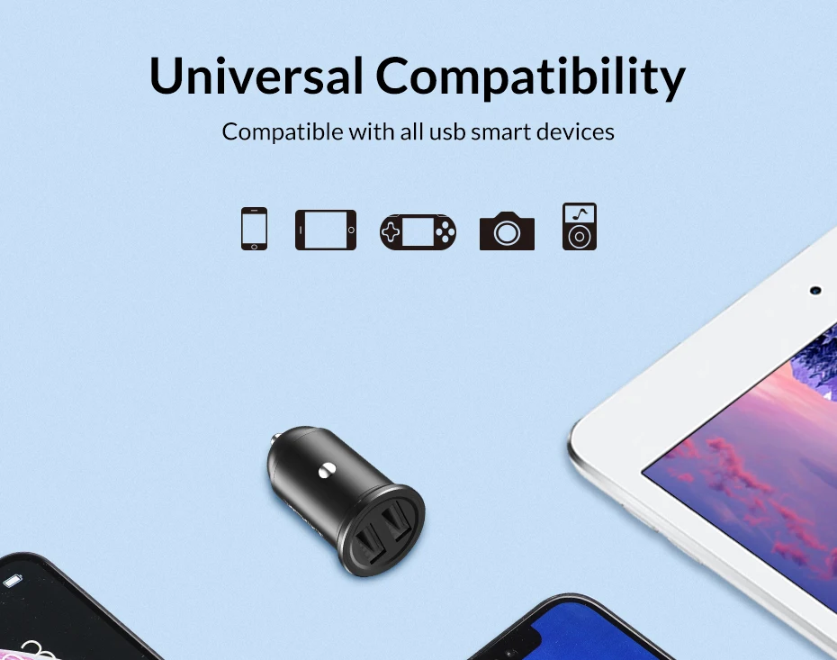 TOPK Mini Dual USB Автомобильное зарядное устройство для iPhone 3.1A 2.4A быстрое зарядное устройство автомобильное зарядное устройство для Hauwei Xiaomi samsung телефон адаптер в автомобиль