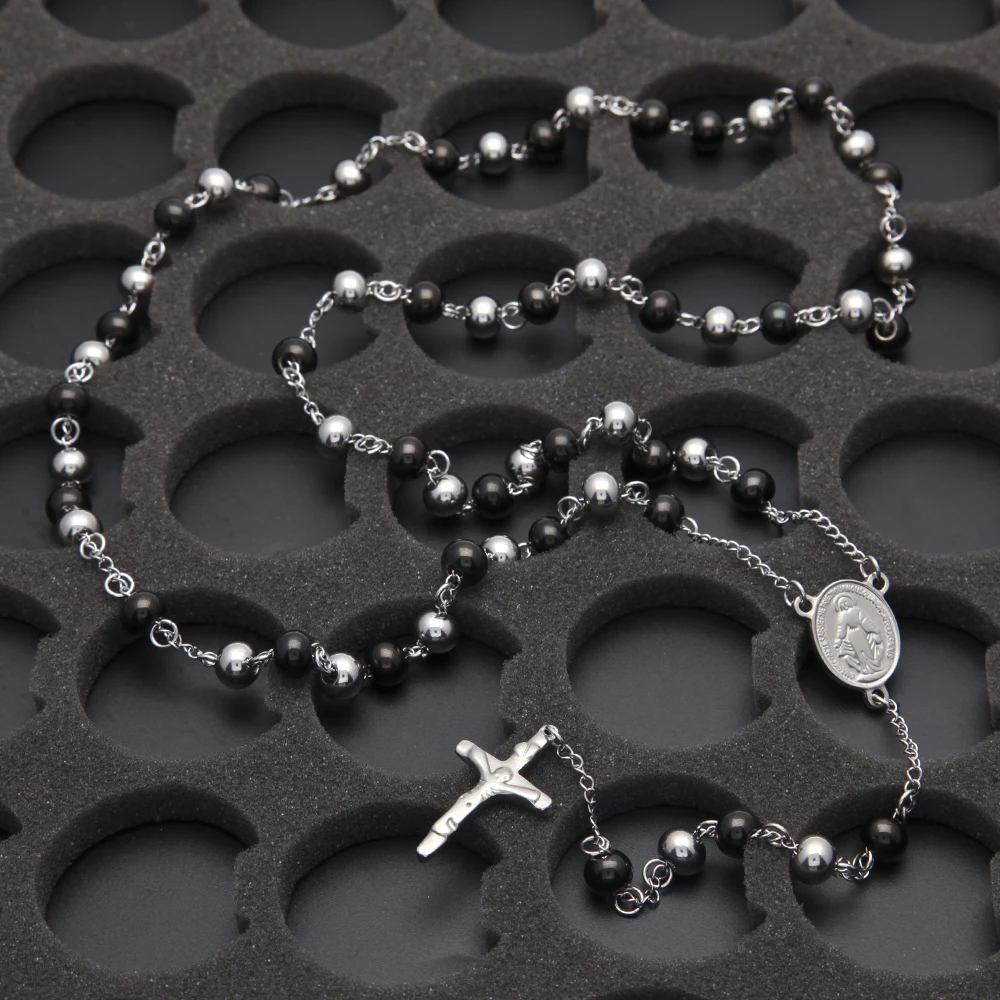 UWIN мужское ожерелье с подвеской в виде Креста Иисуса подвеска Розария серебряное