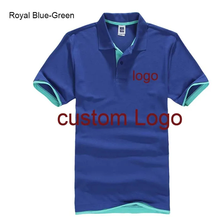 royal blue green Рубашка поло на заказ с принтом логотипа компании/отеля/персонала унисекс с коротким рукавом из хлопка - Цвет: royal blue green