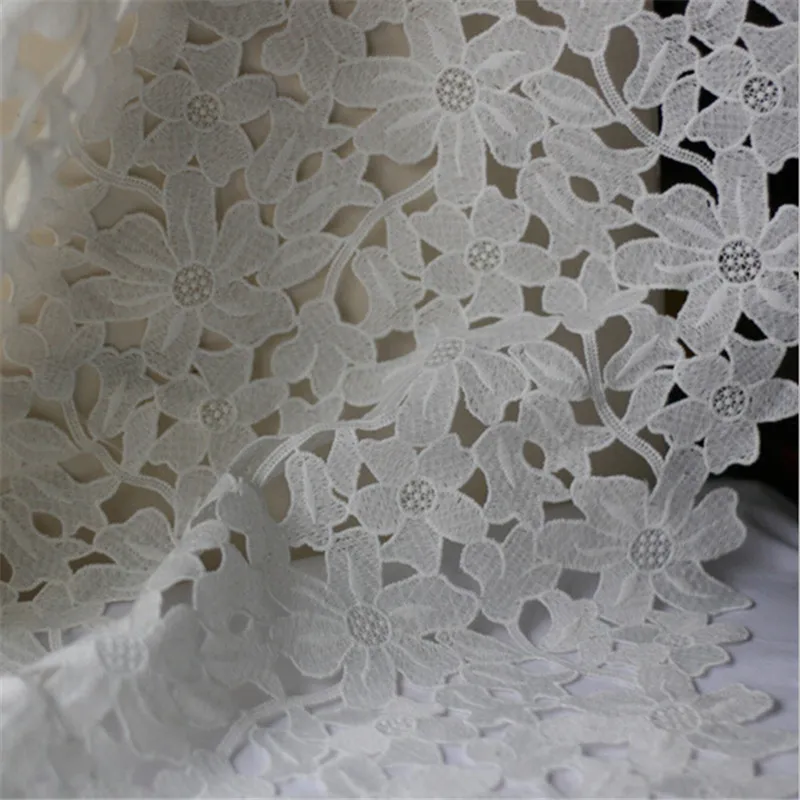 3Yds Free Shipping 130cm Polyester Water Soluble Lace Fabric Embroidery Wedding Trim Mesh Decoration LC0008 | Дом и сад