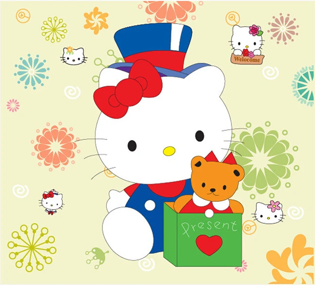 Пользовательские papel де parede infantil цветы и котенок кошка мультфильм для мальчиков