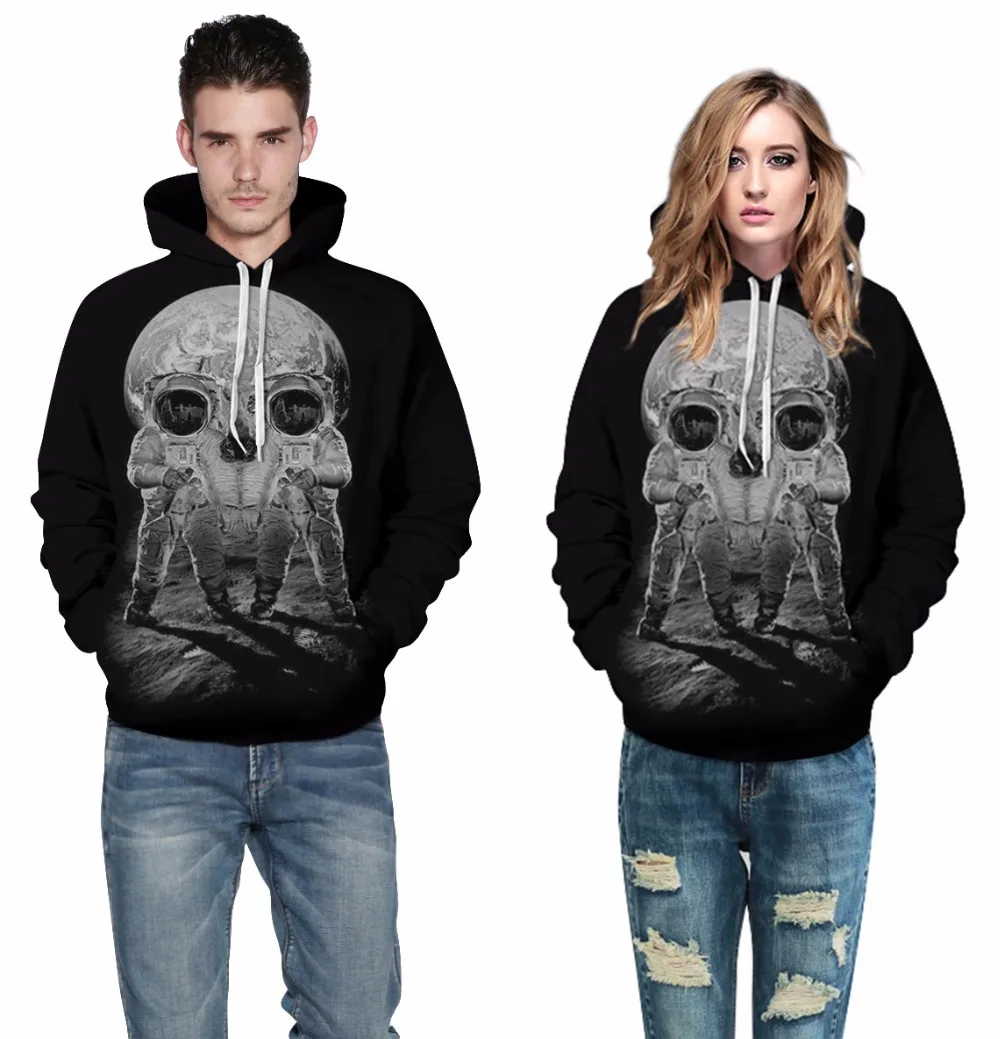 Astronaut Skull Hoodie Sweatshirt Men Women 2018 Funny 3D Hoodies Sweatshirts Halloween Cosplay Hoody Hooded Tracksuit Tops | Мужская