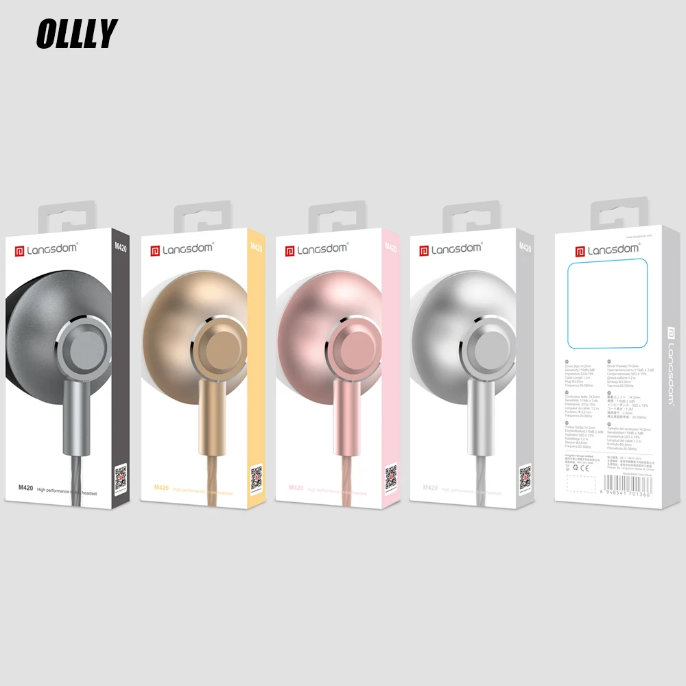 New M420 subwoofer metal earphone round wire with wheat sports earbuds for Apple Android | Электроника