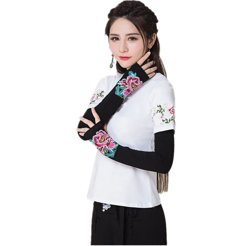 Винтажные тактические женские перчатки Harajuku Guantes в китайском стиле, женские перчатки с вышивкой на осень и зиму - Цвет: Style Nine