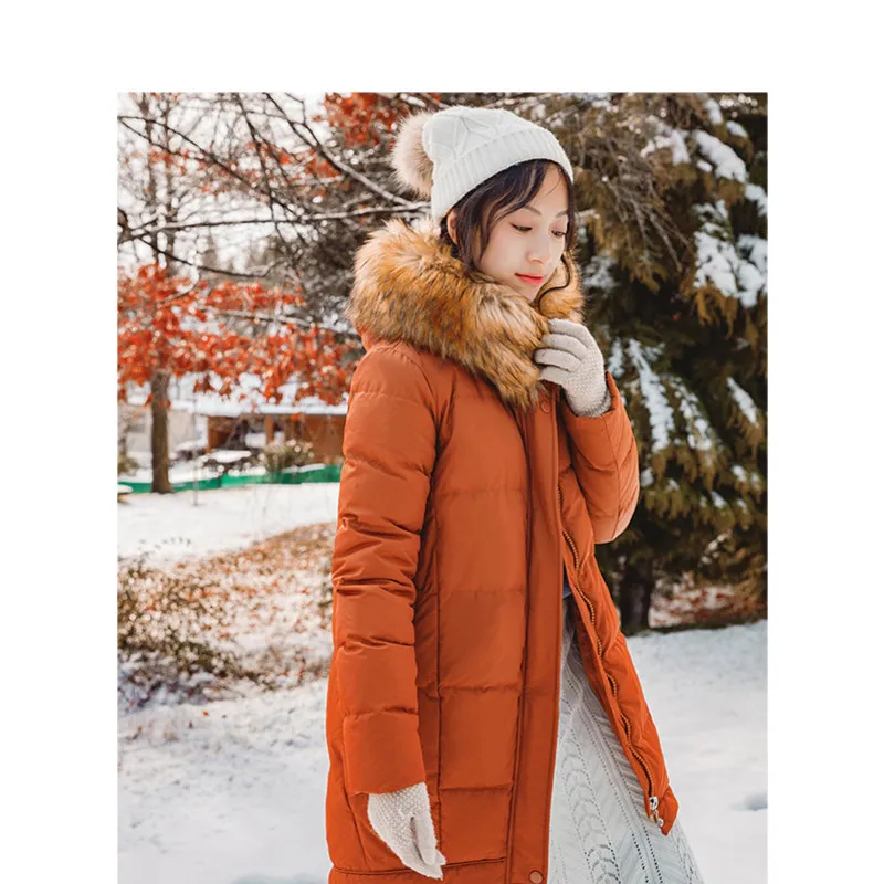 Caramel INMAN-зима; Новое поступление; женский свободный теплый пуховик с меховым воротником для девочек-подростков - Цвет: Caramel