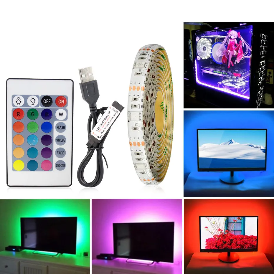 Водонепроницаемая светодиодная лента RGB SMD2835 сменная LED полоска для