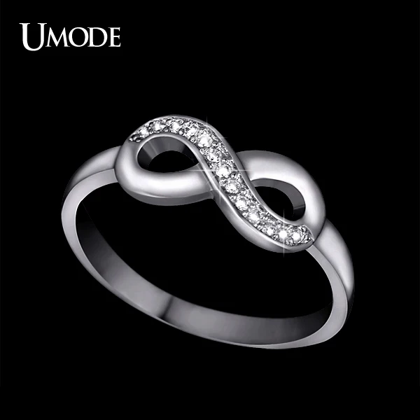 

UMODE 8 Shaped Knot White Gold Color Top Grade Tiny Top Grade CZ Cubic Zirconia Infinite Ring For Women Best as Gift UR0142