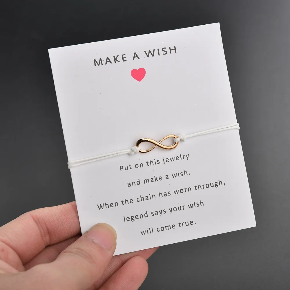 Женский Регулируемый браслет с надписью Make A Wish card простой элегантный 7 видов