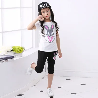 Детские комплекты одежды новый спортивный костюм для девочек хлопковая летняя