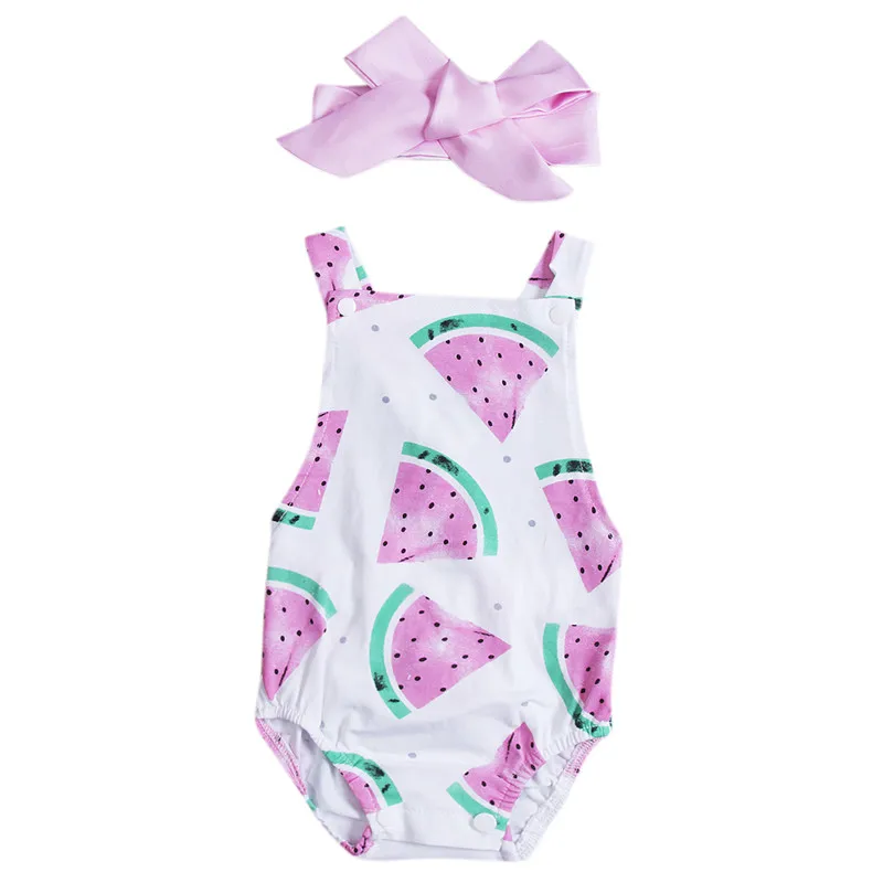 Милый детский купальник комбинезон с принтом арбуза для девочек боди + повязка на
