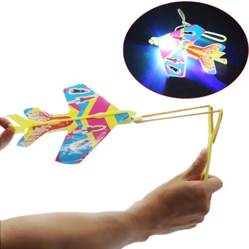 

2pcs Flash Ejection Cyclotron Light Plane Glowing Slingshot Aircraft For Children Gift Flying Airplane Toys