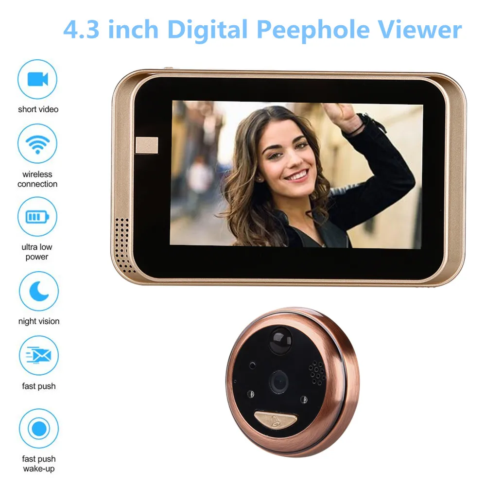 4 3 дюймов глазок WiFi HD720P дверной звонок с камерой домофон приложение