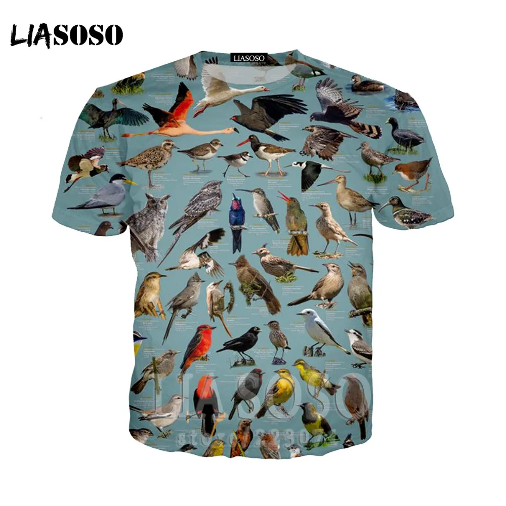 Забавная футболка LIASOSO bird tree dog в стиле хип хоп с 3d принтом дома Kawaii Harajuku футболки