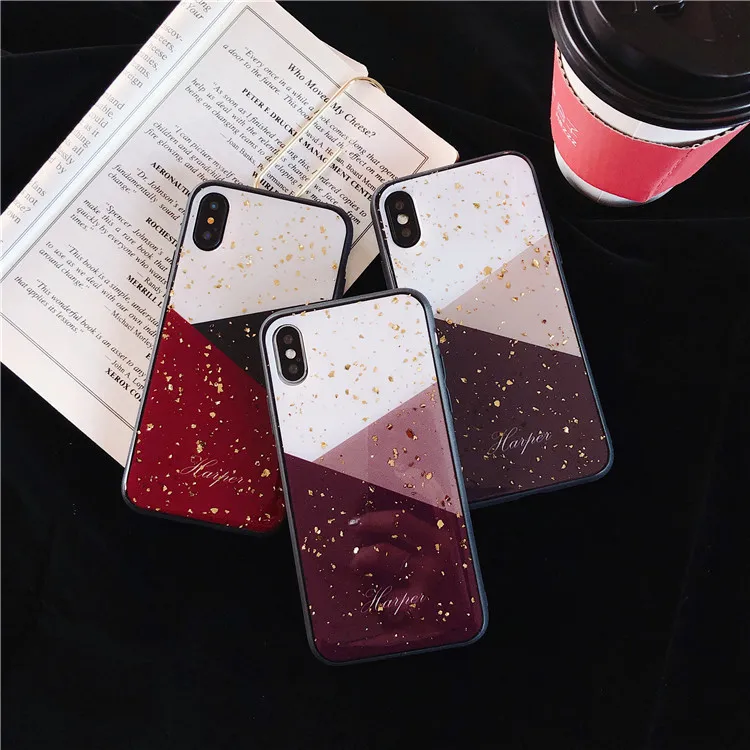 Ретро геометрический блестящий Мраморный Узор чехол для iPhone X XS Max XR 7 Puls 6 S 8 Plus