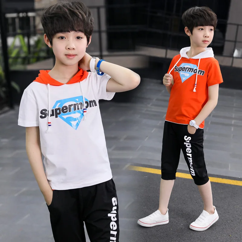 2017 Baby Boys clothings Sets Summer Clothes T shirt+short Pants cotton sports Letter printed Set Children Suit |