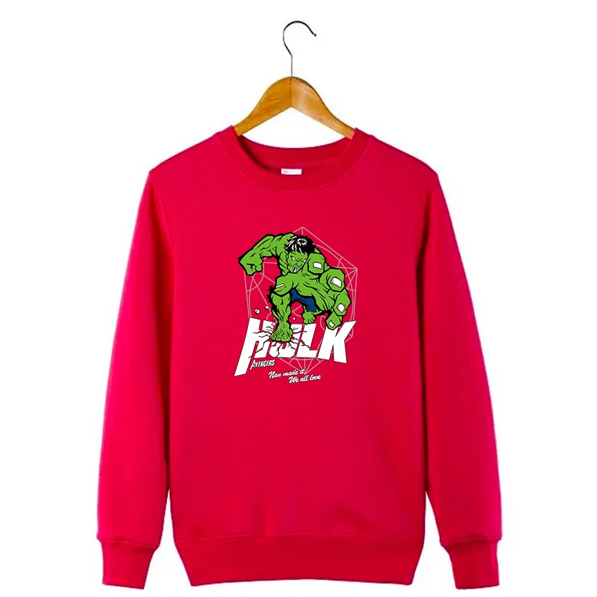 2017 весна Осень Мода толстовка Мужчины Толстовки халк печати с длинным рукавом