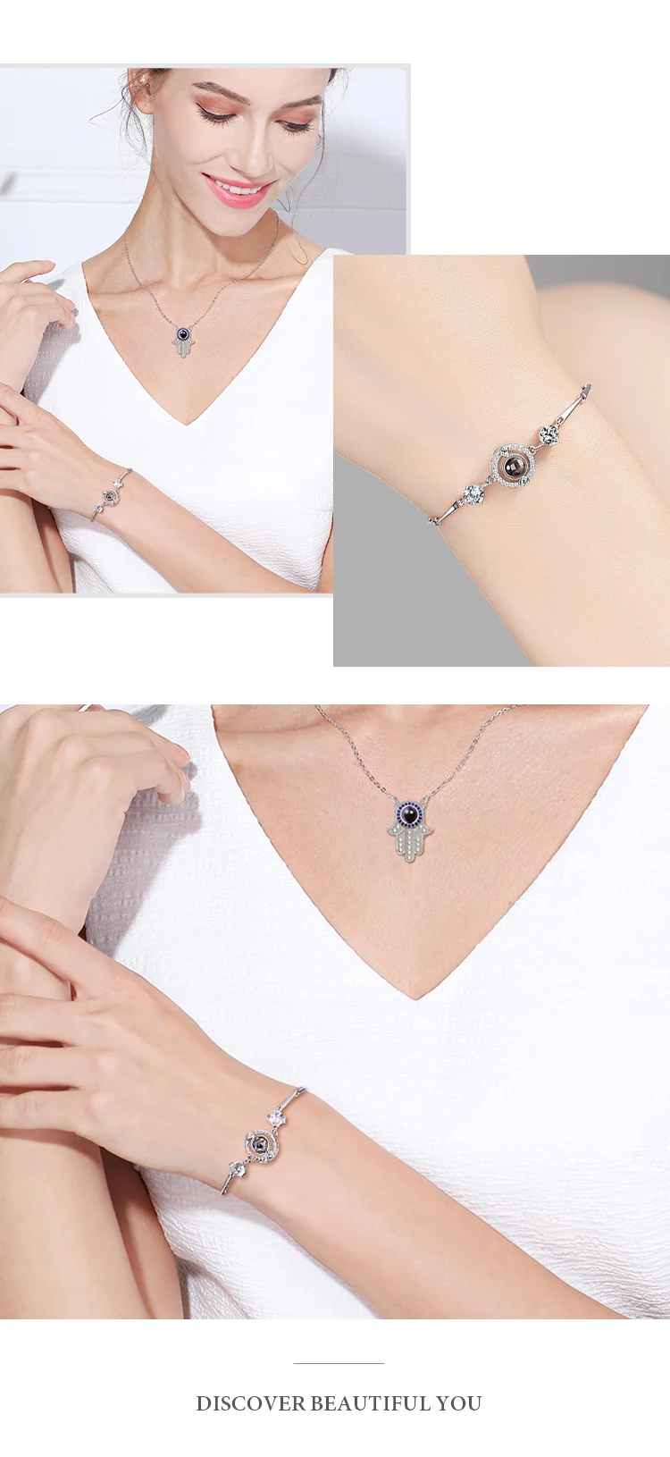 Юдора Серебро 925 я люблю тебя 100 язык проецирования Подвески Braceltes Для женщин Романтическая любовь памяти Свадьба День Святого Валентина подарок B01