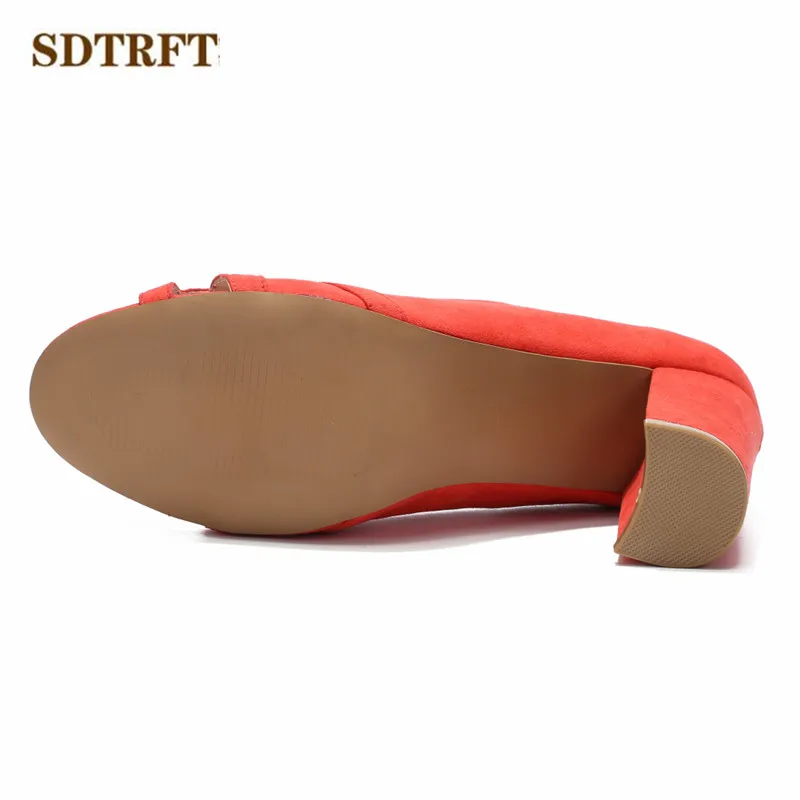 

SDTRFT Plus:38-44 45 Red Black 10cm Thick High-Heeled sexy Sandals Suede Stilettos Nightclub pumps women Open Toe wedding shoes