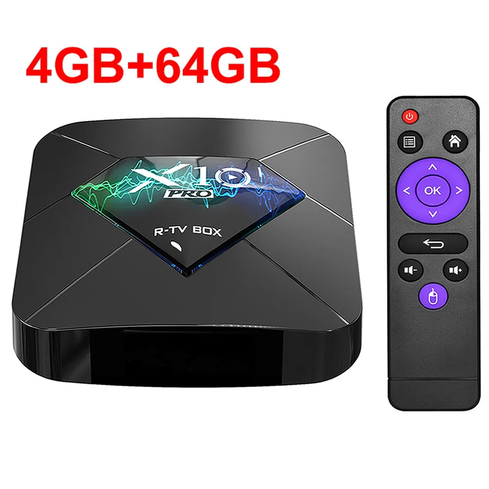 4GB 64GB X10 PRO Smart tv BOX Android 9,0 четырехъядерный процессор Amlogic S905X2 4 Гб ОЗУ 64 Гб ПЗУ 2,4G/5G двойной wifi USB3.0 BT4.0 3D 4K HDR телеприставка - Цвет: 4GB 64GB