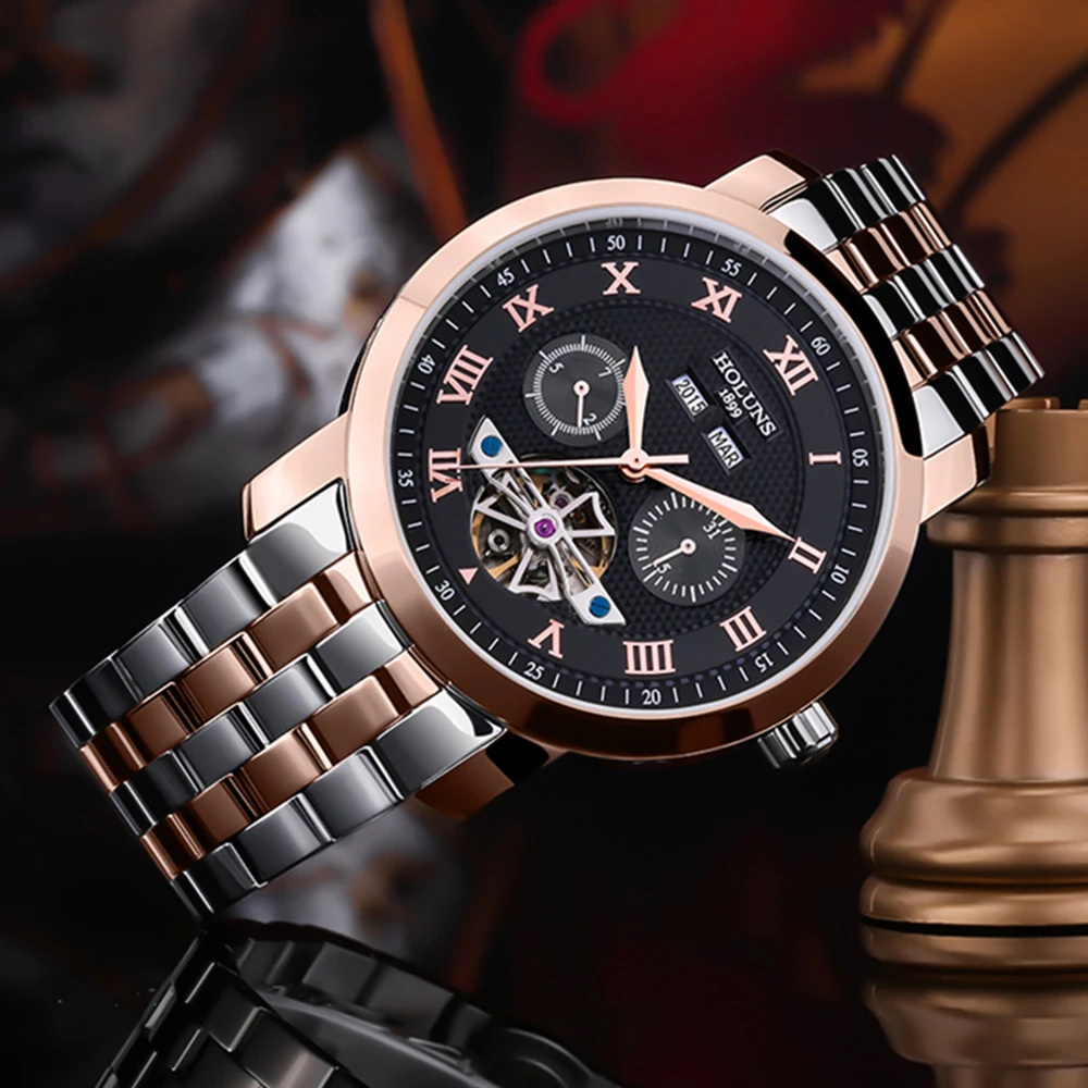 Holuns Для мужчин часовой бренд класса люкс автоматические механические наручные