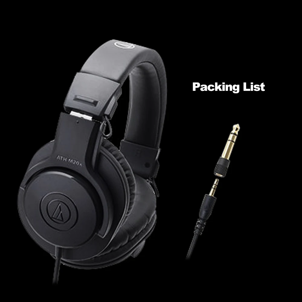 Audio-Technica ATH-M20x, профессиональные мониторные наушники, Накладные наушники, закрытые сзади, динамические наушники, глубокий бас, звук 3,5 мм, наушники