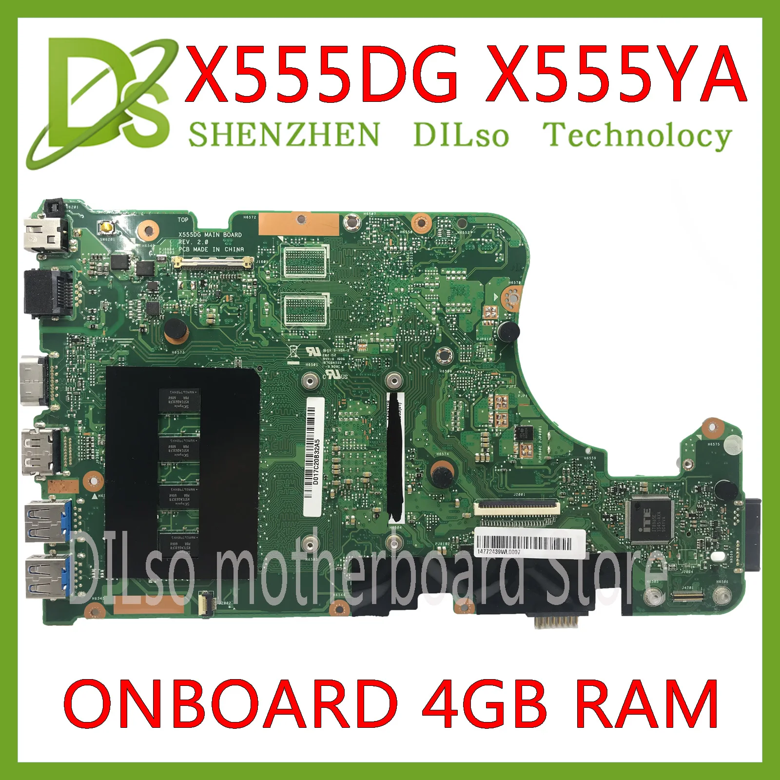 KEFU X555DG материнская плата для ASUS X555YI X555YA X555D A555DG X555QG X555Y ноутбука A6-7310 4 Гб REV2.0