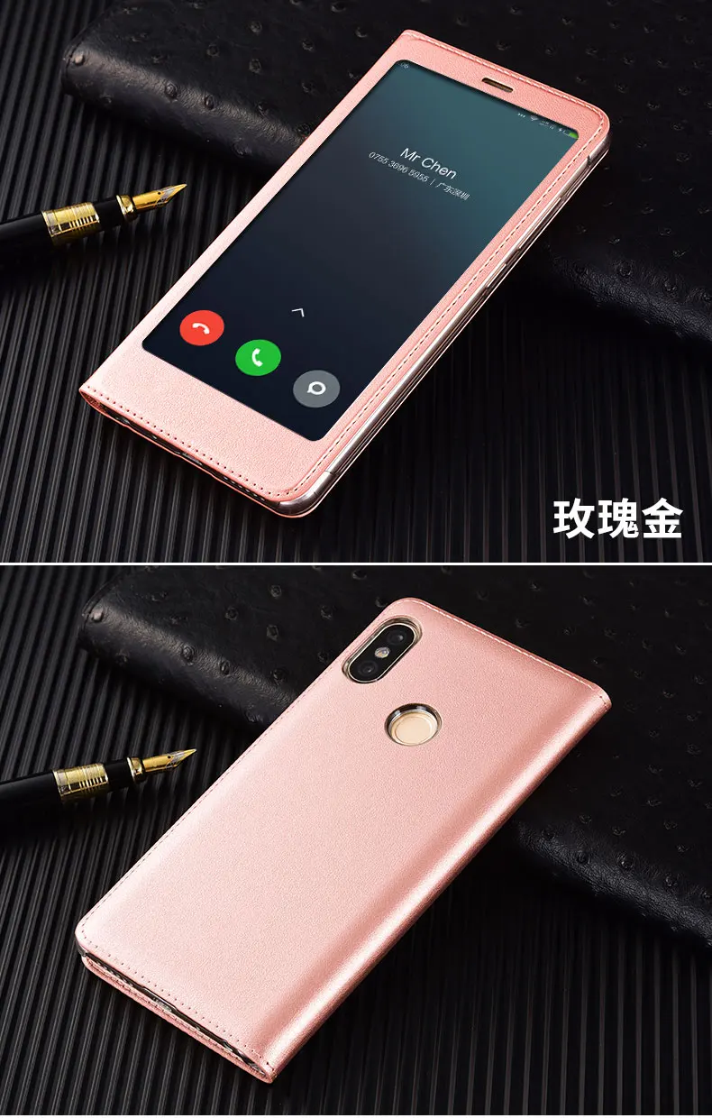 Чехол для Xiaomi Redmi Note 5 с полным окошком из искусственной кожи, флип-чехол, чехол для Xiaomi Redmi Note 5, защитный чехол
