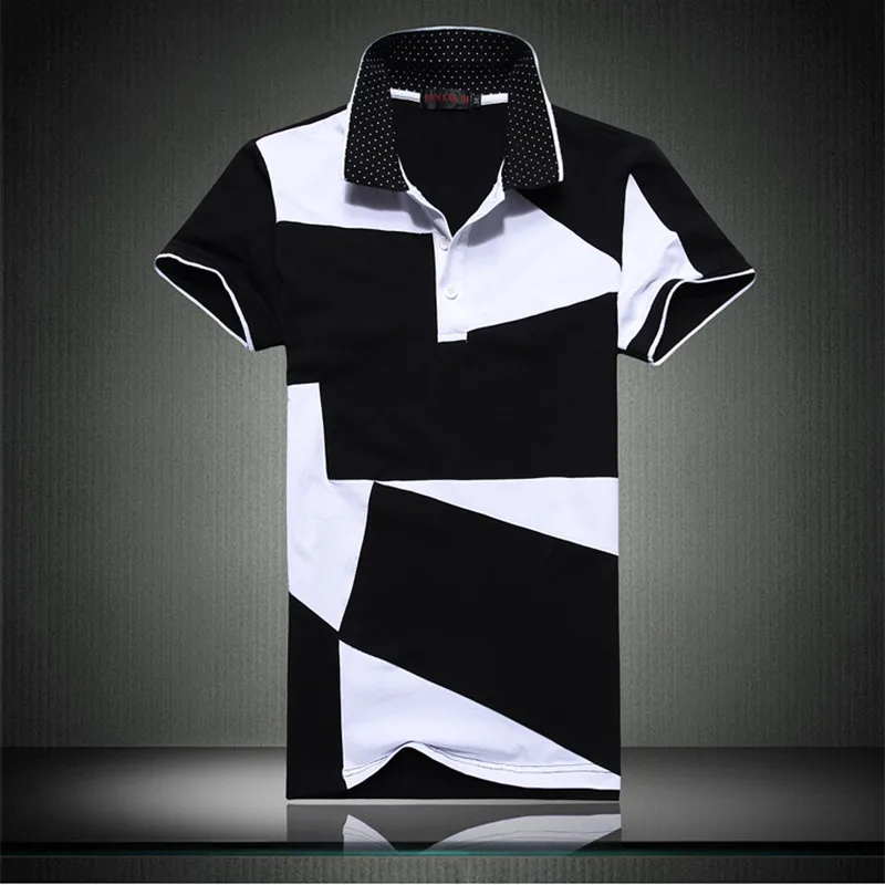 

2019 Summer New Men Polo Shirt Classic Casual Male Polo Shirts Short Sleeve Cotton Shirt Black White Plus Size 4XL 5XL 6XL 611