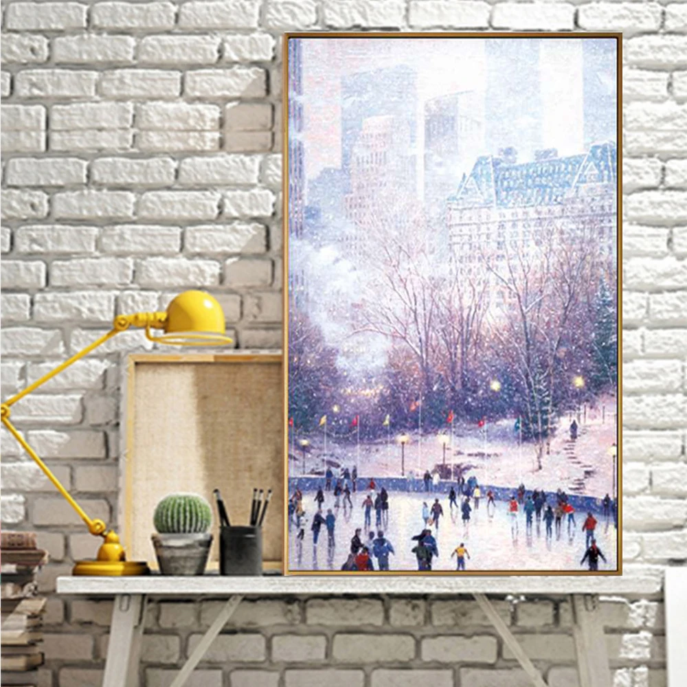 Скандинавская Картина на холсте зимний каток из UHMWPE полиэтилена снега Wall Art Фото