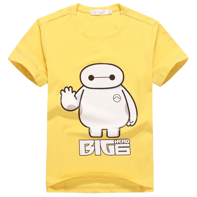 Бесплатная доставка футболка с мультяшным рисунком Baymax детская одежда летняя