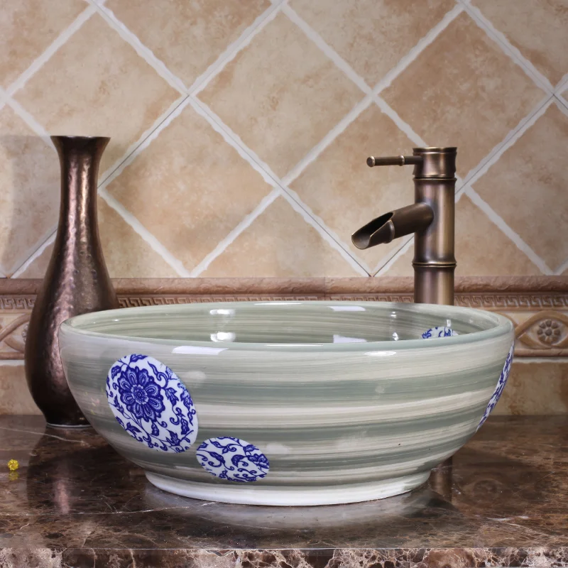 

Chinese Cloakroom Counter Top porcelain wash basin bathroom sinks ceramic porcelain vessel sink