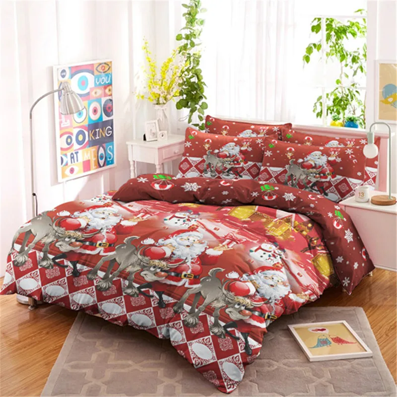 Лидер продаж 3D Merry Рождество постельное белье с Pillowcas мультфильм кровать набор