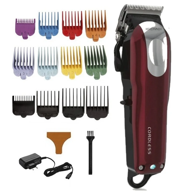 12pcs comb Беспроводная электрическая машинка для стрижки волос профессиональный триммер для стрижки волос Машинка для стрижки волос Регулируемое лезвие rechargeabl салонный инструмент - Цвет: 12pcs comb